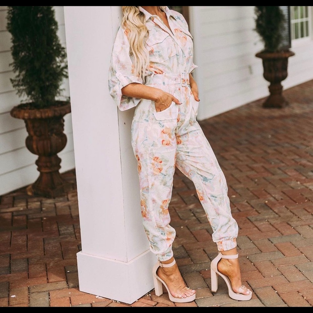 Belted floral jumpsuit-NWT
